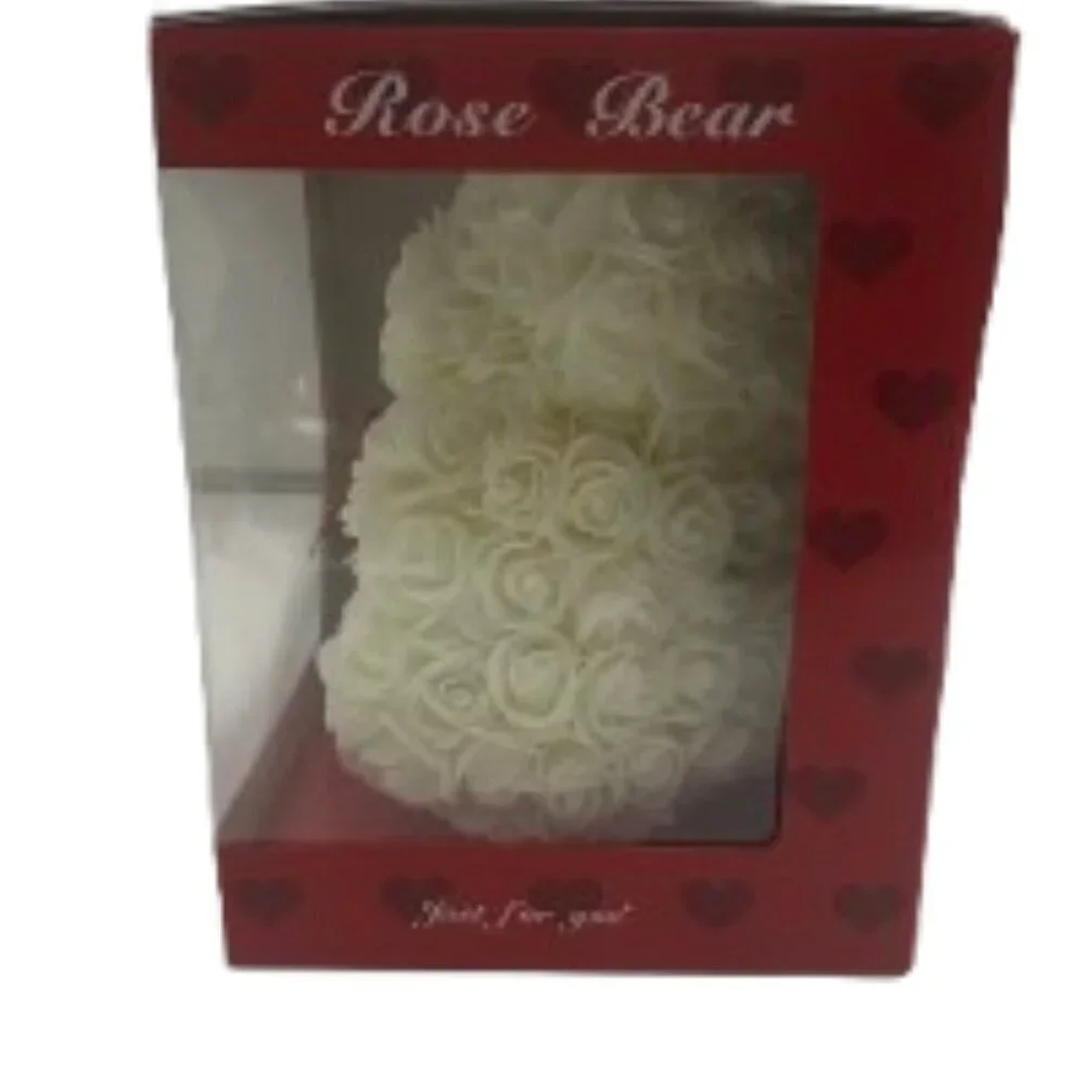 NIB Rose Bear Just for You White with Red Ribbon